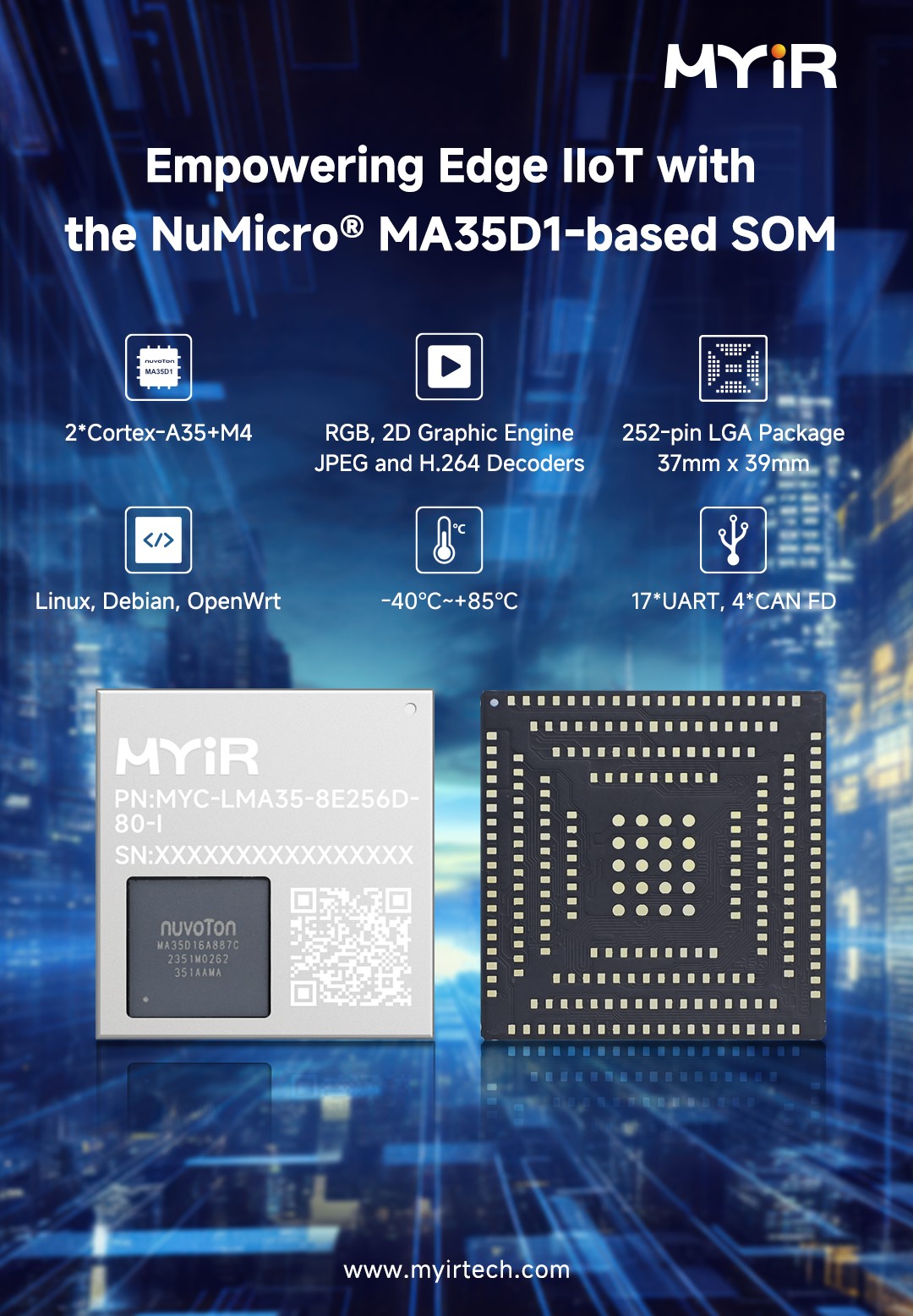 MYC-LMA35 SOM with Nuvoton NuMicro for IIoT Gateway
