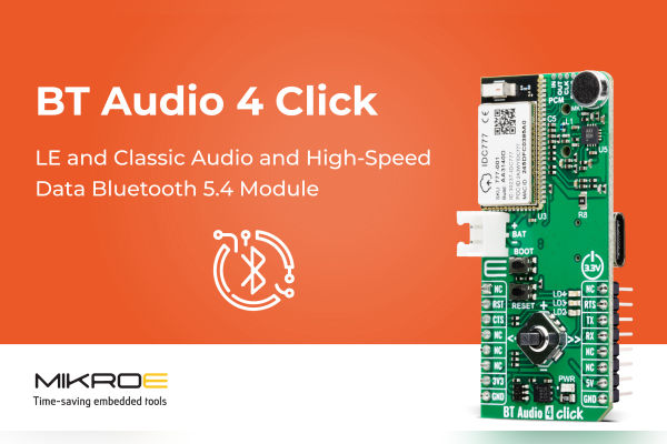 MIKROE Compact add-on board BT Audio 4 Click Audio Unicast