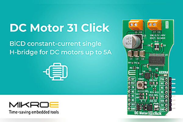 Compact add-on board DC Motor 31 Click for fault monitoring